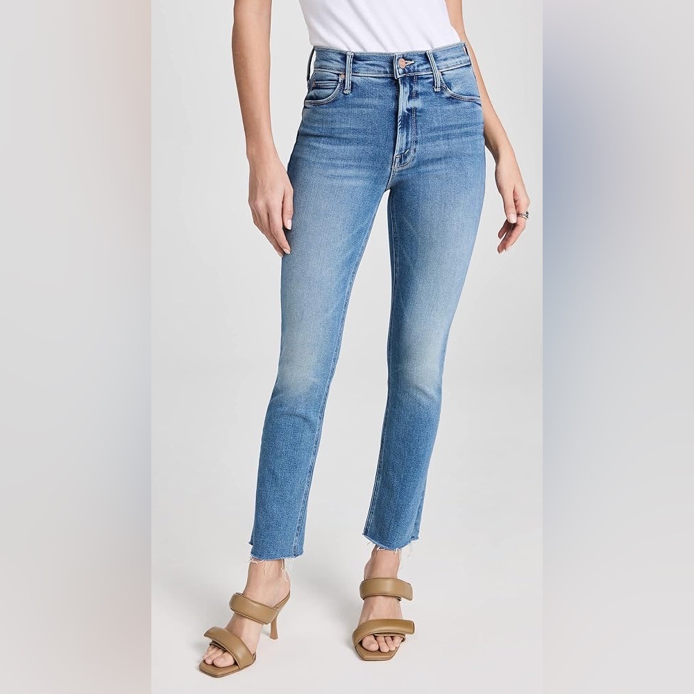NWT MOTHER The Mid Rise Dazzler Ankle Fray Jeans Size 26